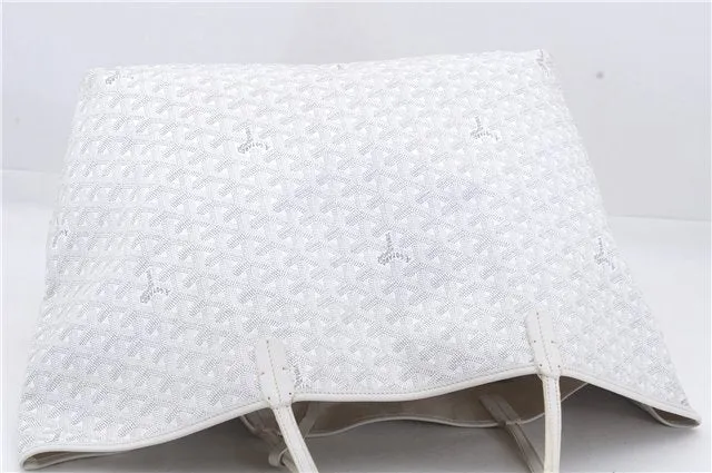 Authentic Goyard Saint Louis GM Shoulder Tote Bag PVC Leather White 8465D