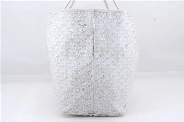 Authentic Goyard Saint Louis GM Shoulder Tote Bag PVC Leather White 8465D