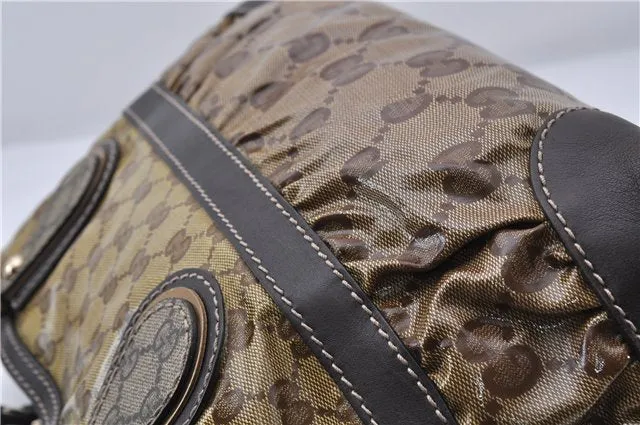 Authentic GUCCI GG Crystal Shoulder Tote Bag PVC Leather 223964 Brown 5730C