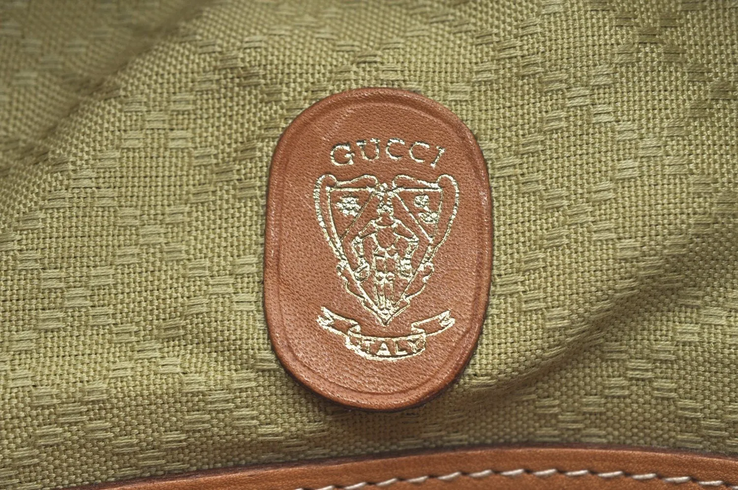 Authentic GUCCI Micro GG PVC Leather Travel Boston Bag Brown L0072