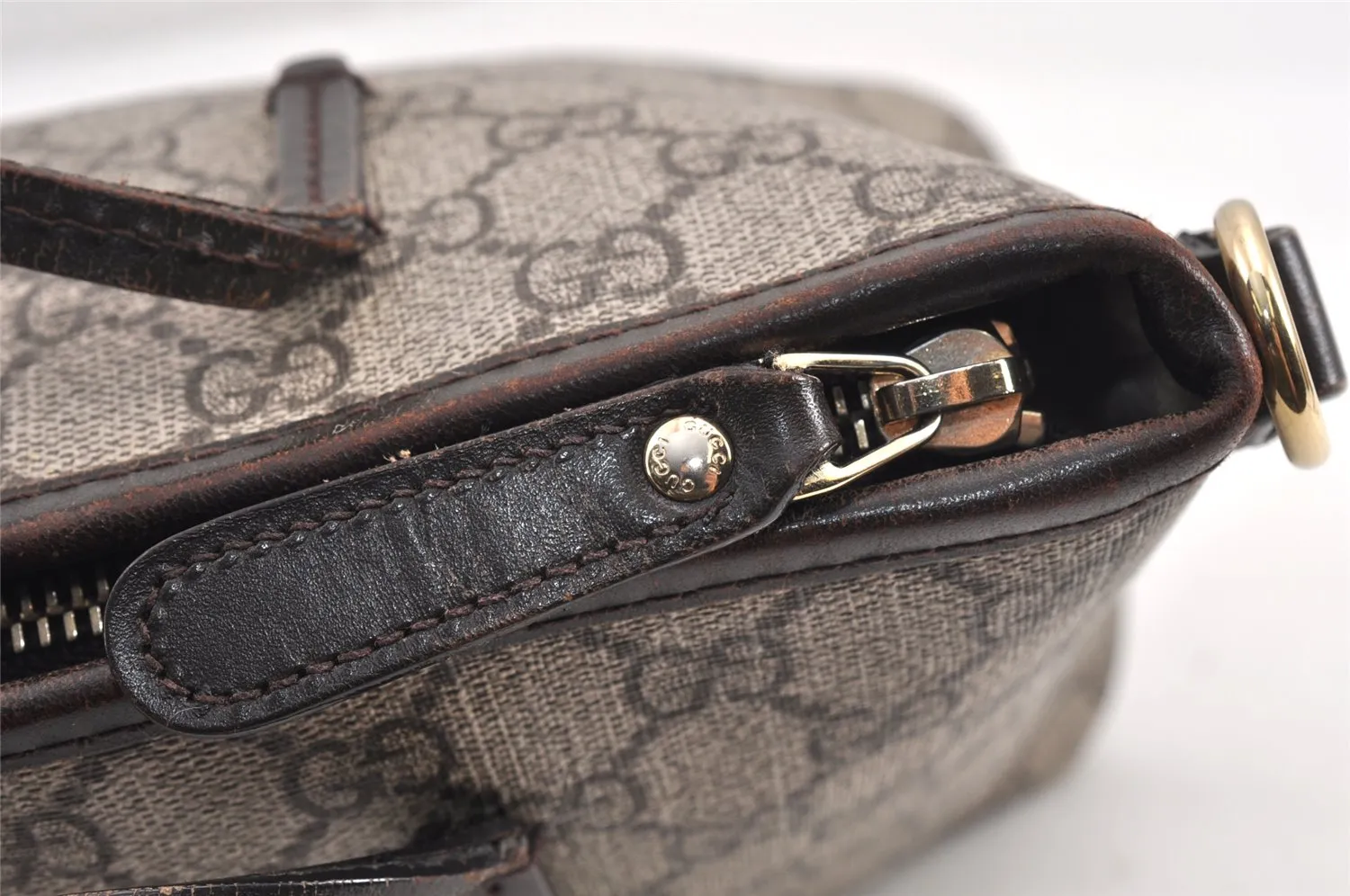 Authentic GUCCI Vintage 2Way Shoulder Tote Bag GG PVC Leather 353440 Brown 2319K