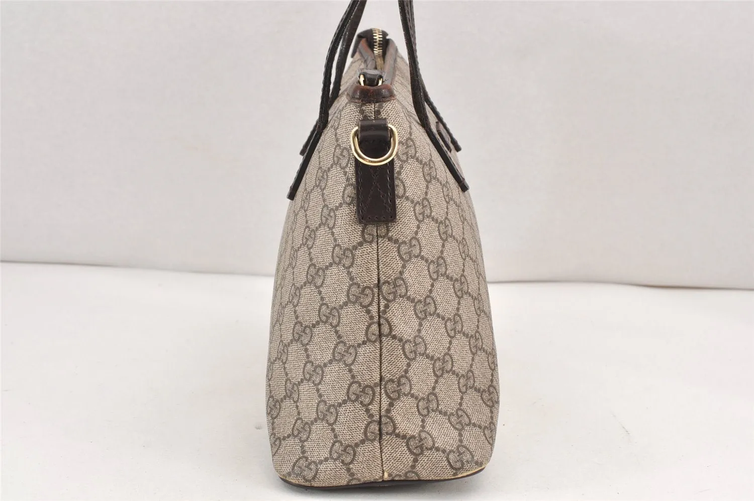 Authentic GUCCI Vintage 2Way Shoulder Tote Bag GG PVC Leather 353440 Brown 2319K