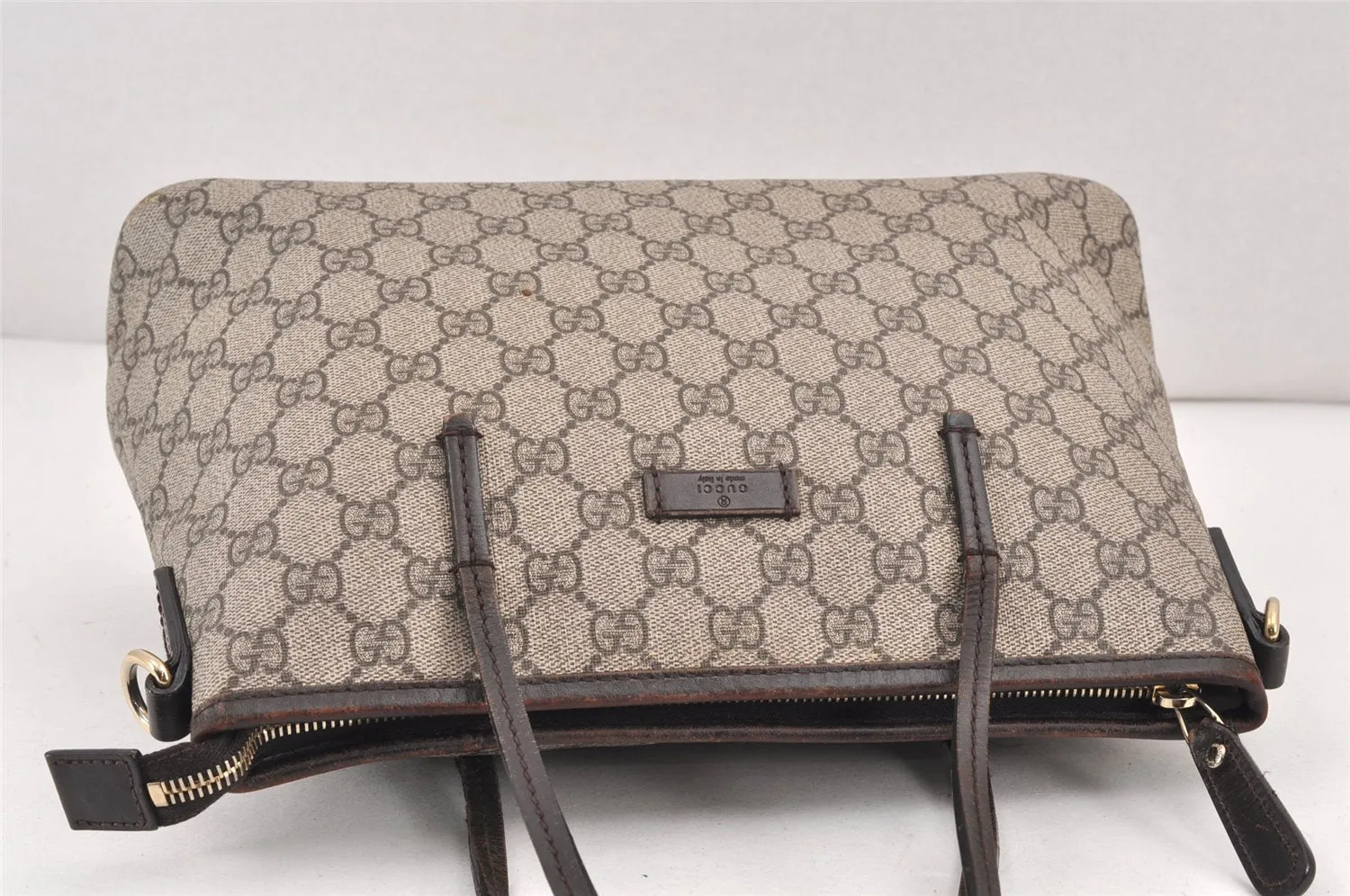 Authentic GUCCI Vintage 2Way Shoulder Tote Bag GG PVC Leather 353440 Brown 2319K