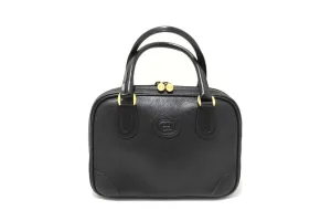 Authentic Gucci Vintage Black Leather Boston Top Handle Bag