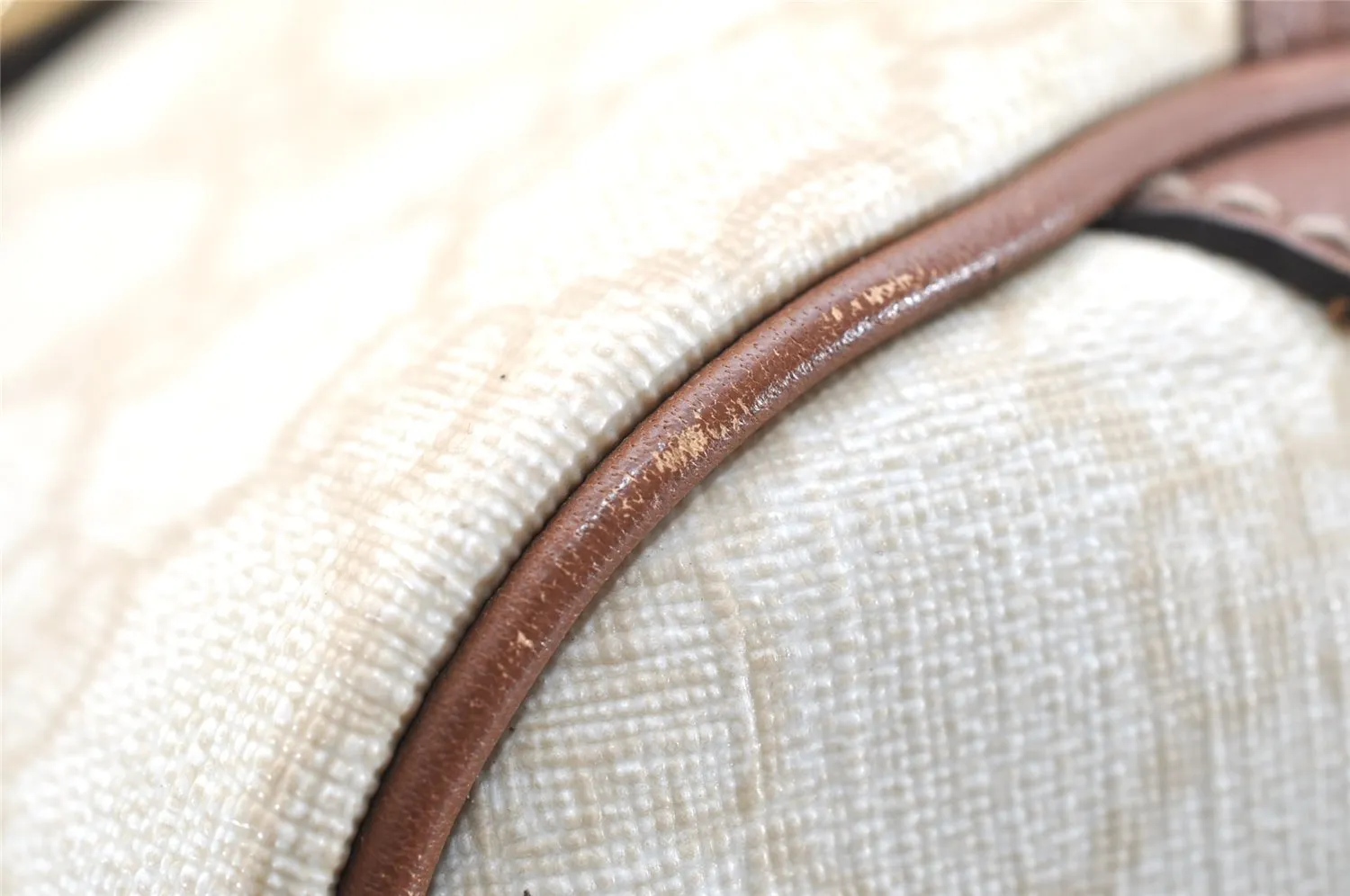 Authentic GUCCI Vintage Hand Boston Bag GG PVC Leather 193603 Beige 2785K