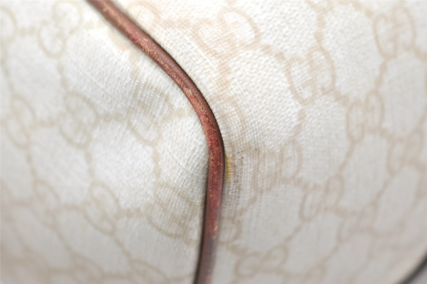 Authentic GUCCI Vintage Hand Boston Bag GG PVC Leather 193603 Beige 2785K