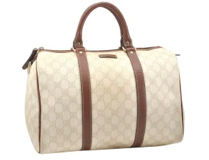 Authentic GUCCI Vintage Hand Boston Bag GG PVC Leather 193603 Beige 2785K