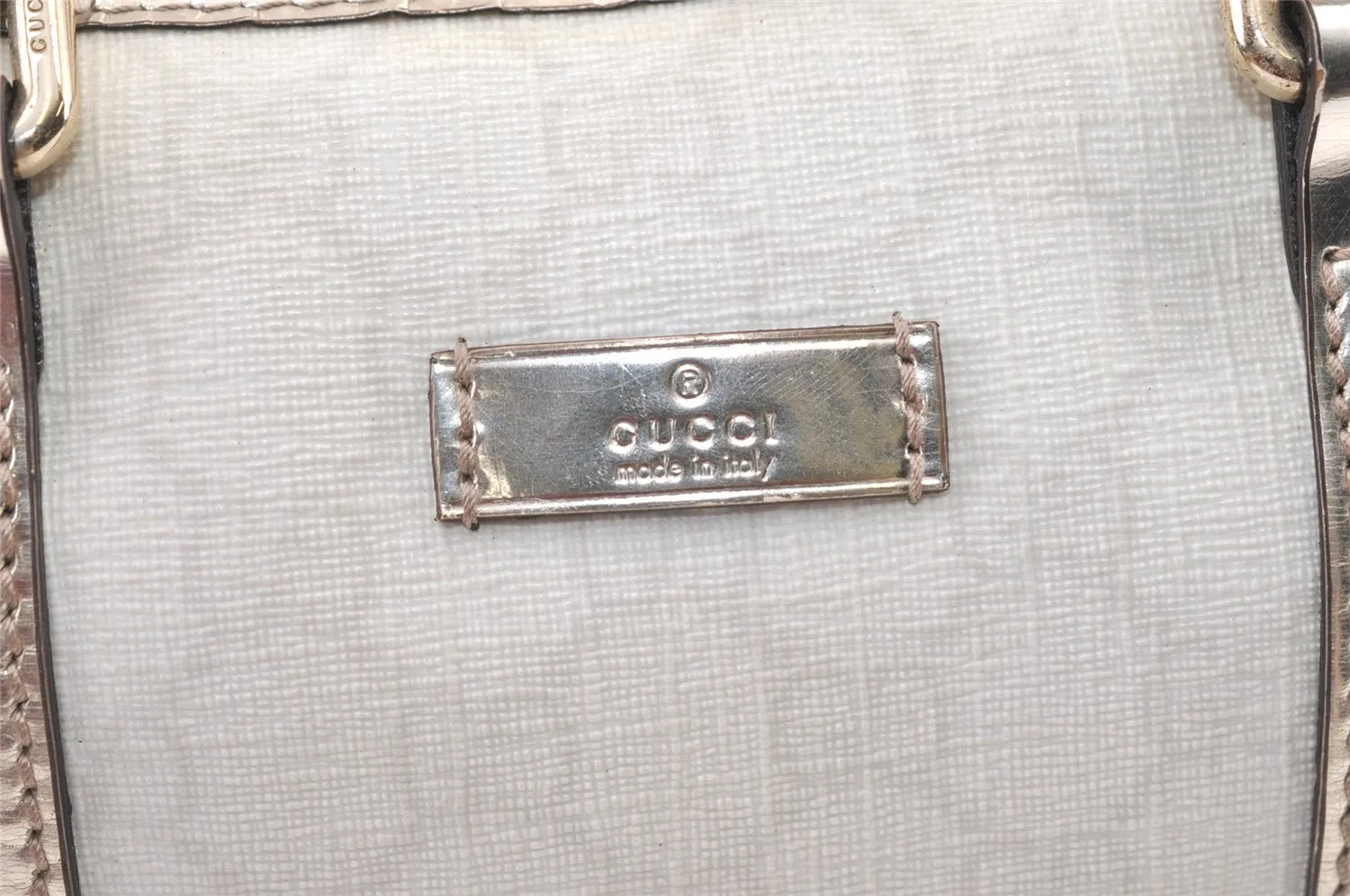 Authentic GUCCI Vintage Hand Boston Bag Purse GG PVC Leather 193604 White 0838K