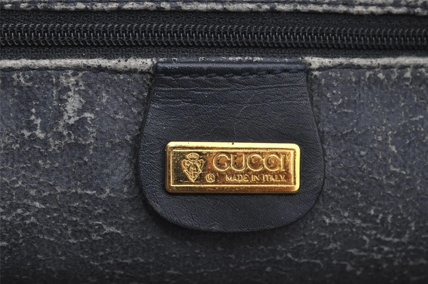 Authentic GUCCI Vintage Micro GG PVC Leather Shoulder Tote Bag Navy Blue 2267I