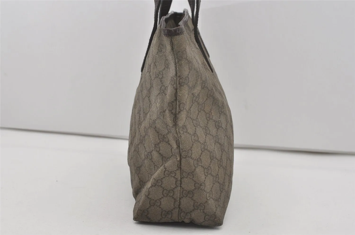 Authentic GUCCI Vintage Shoulder Tote Bag GG PVC Leather 181084 Brown 6962I
