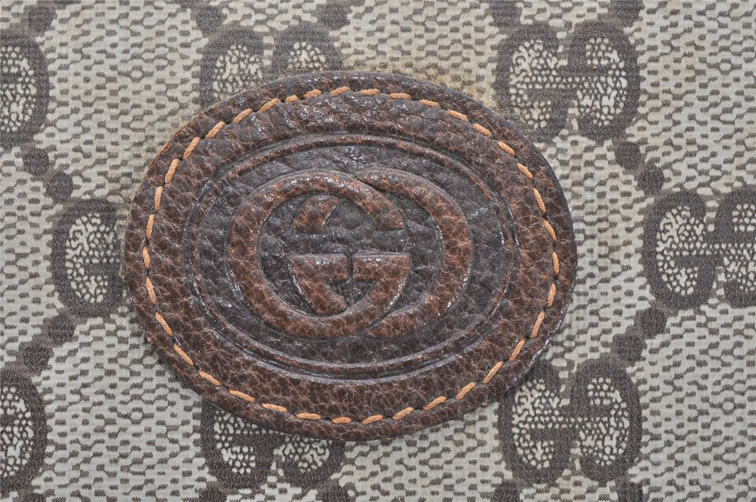 Authentic GUCCI Vintage Shoulder Tote Bag GG PVC Leather Brown 5115K