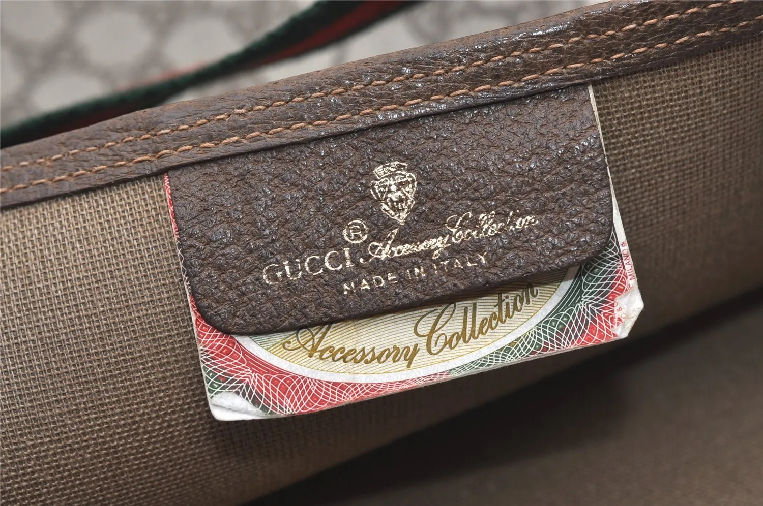 Authentic GUCCI Web Sherry Line Shoulder Tote Bag GG PVC Leather Brown 2884J