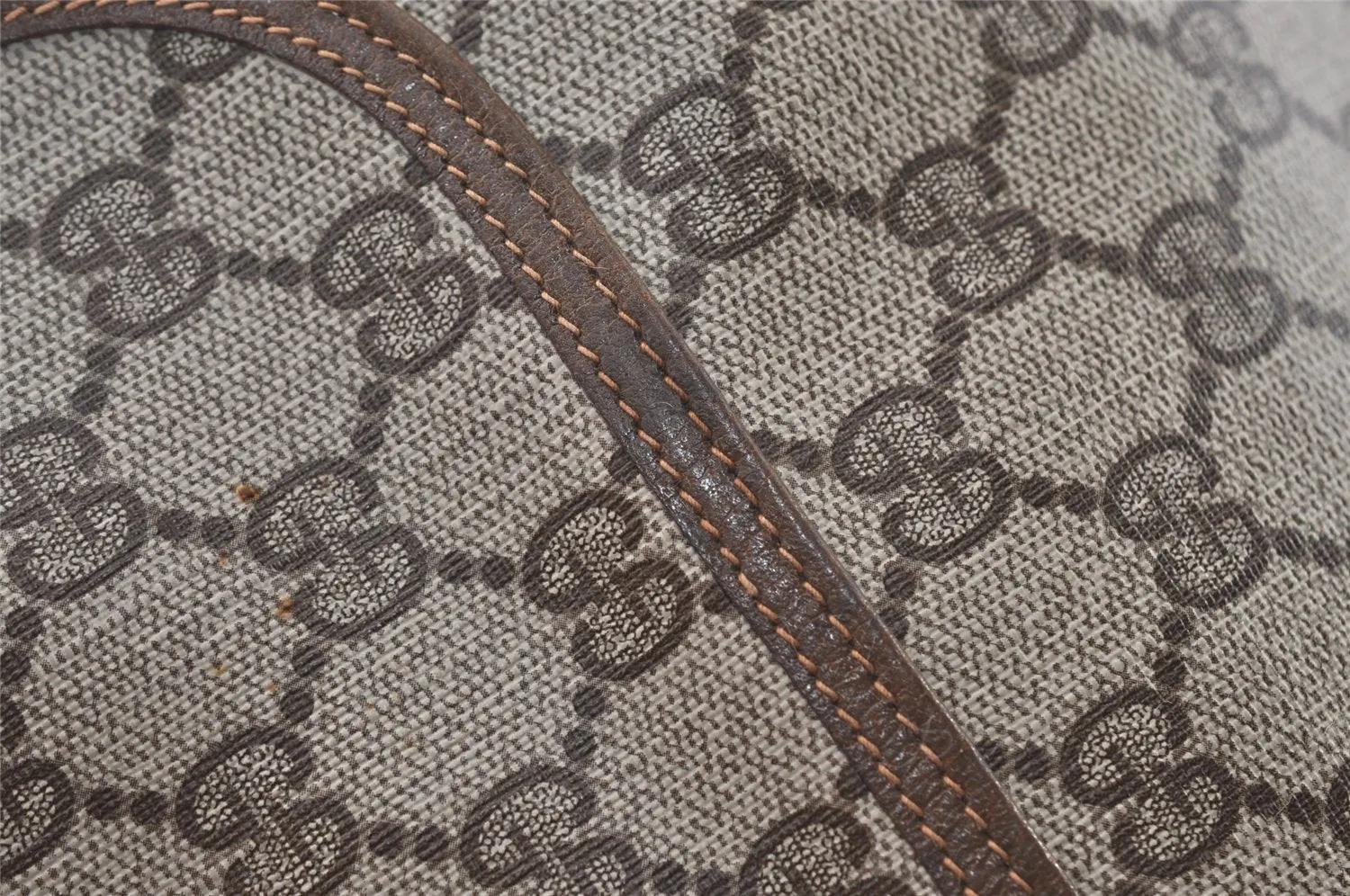 Authentic GUCCI Web Sherry Line Shoulder Tote Bag GG PVC Leather Brown 2884J
