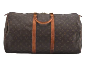 Authentic Louis Vuitton Monogram Keepall 55 Travel Boston Bag M41424 LV 5771J