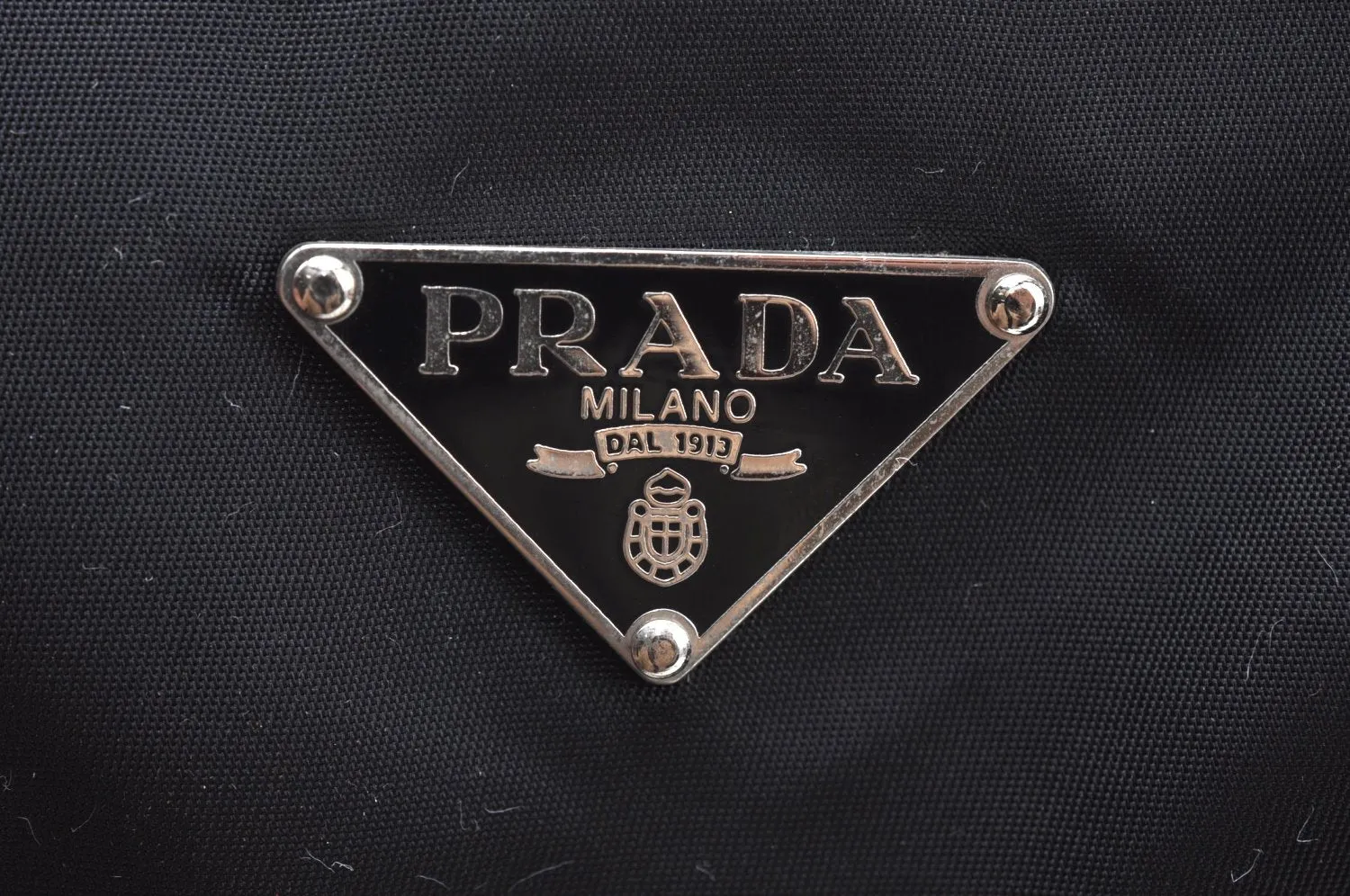 Authentic PRADA Vintage Nylon Tessuto Leather Hand Boston Bag Black 7592G
