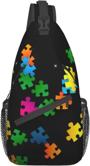 Autism Awareness Bag Crossbody Sling Backpack Travel Hiking Daypack Autism Chest Bags Shoulder Bag For Women Men