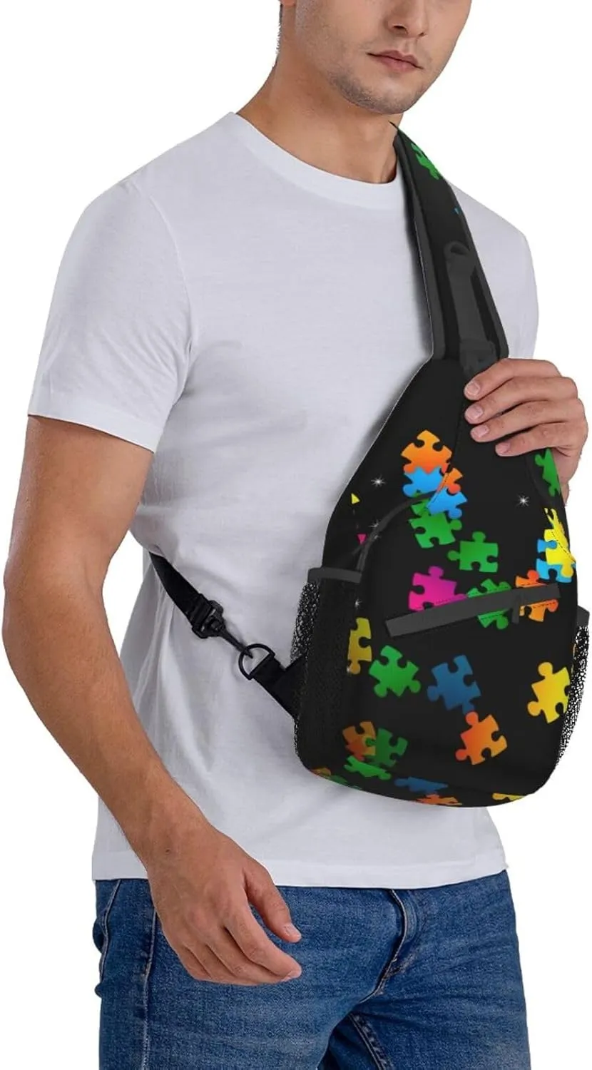 Autism Awareness Bag Crossbody Sling Backpack Travel Hiking Daypack Autism Chest Bags Shoulder Bag For Women Men