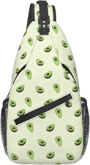Avocado Print Crossbody Backpack Sling Bag Chest Bags Daypack For Sport Running Hiking Women Men Unisex