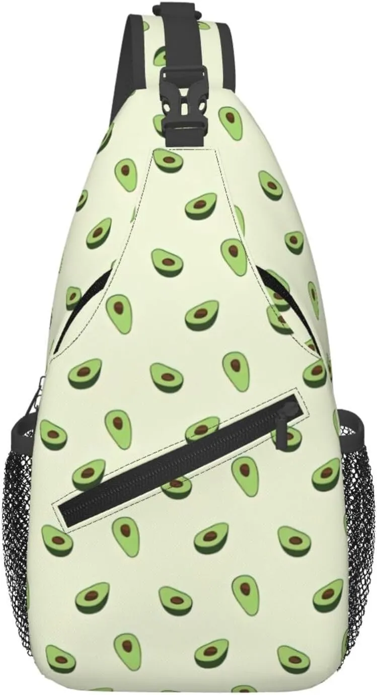 Avocado Print Crossbody Backpack Sling Bag Chest Bags Daypack For Sport Running Hiking Women Men Unisex