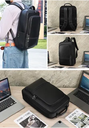 Backpack Business, Travel, Office, 15.6" & 16.9" Genuine Leather Laptop Backpack with USB & Type-C Port Charging, Multi-Pocket, Water-Resistant