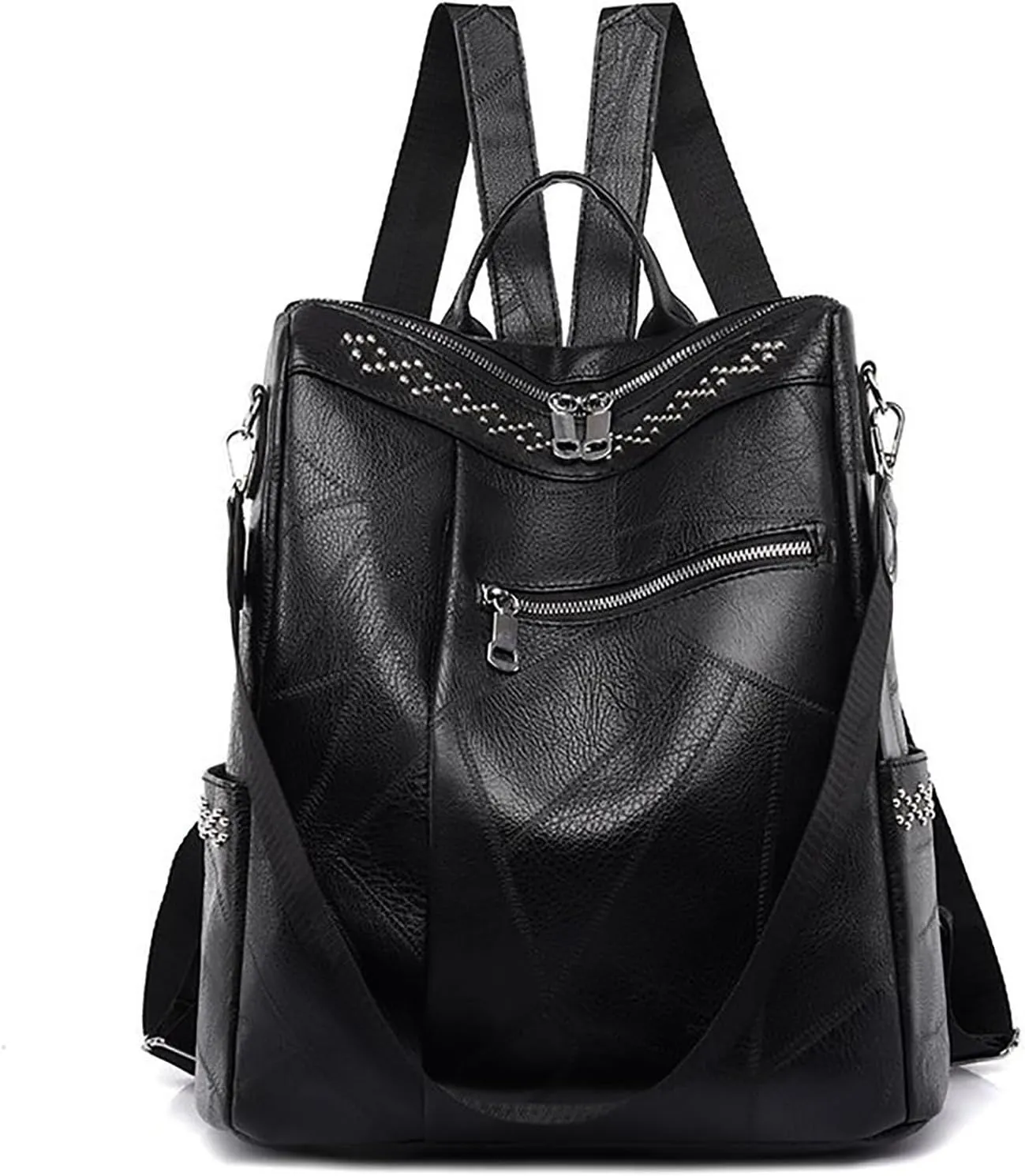 Backpack Purse For Women Fashion Leather Bookbag Handbags And Shoulder Bags Teenager Backpacks for (Black, One Size)