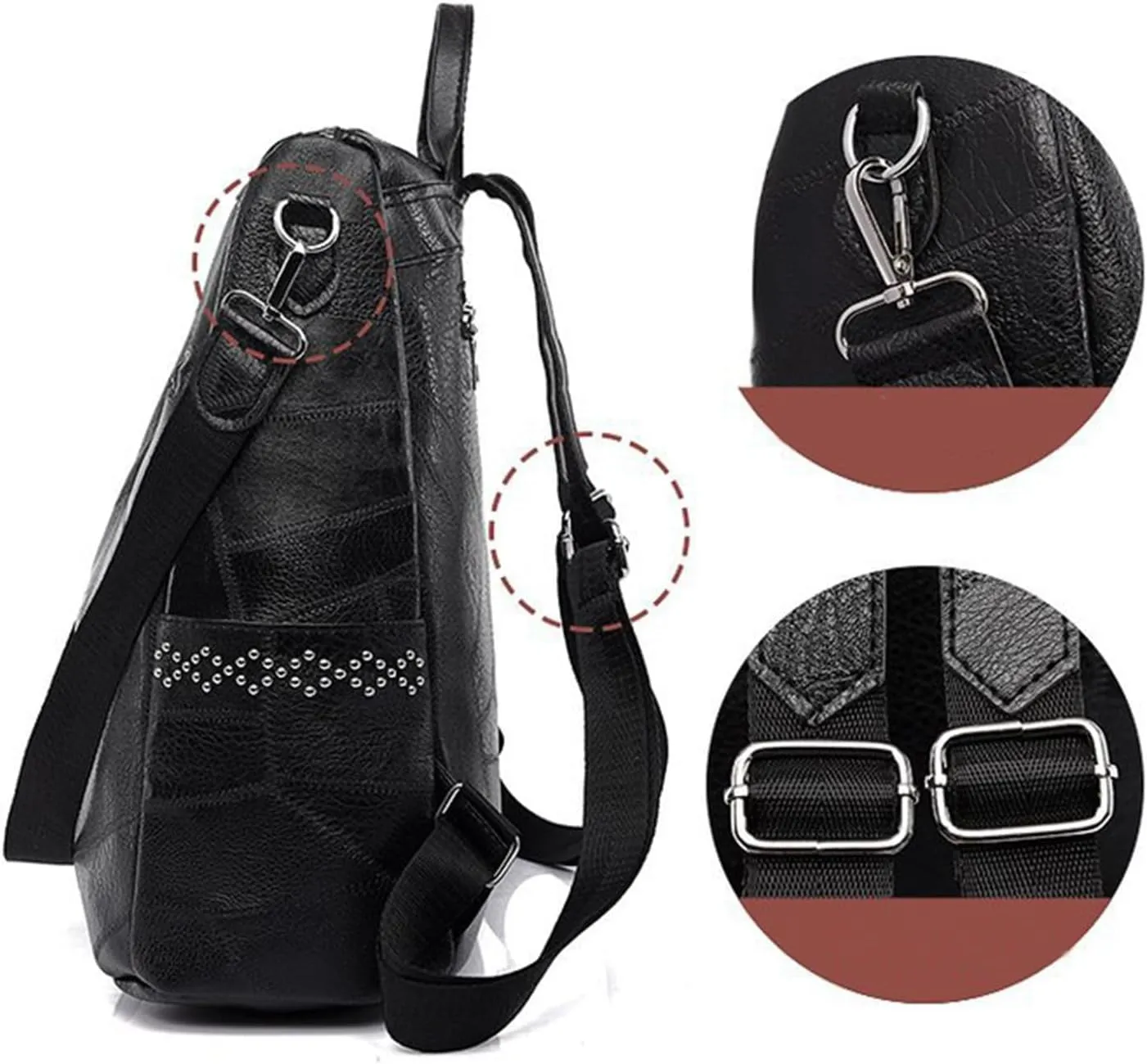 Backpack Purse For Women Fashion Leather Bookbag Handbags And Shoulder Bags Teenager Backpacks for (Black, One Size)