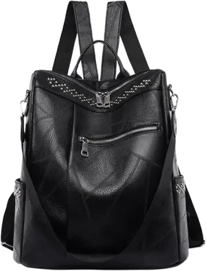Backpack Purse For Women Fashion Leather Bookbag Handbags And Shoulder Bags Teenager Backpacks for (Black, One Size)
