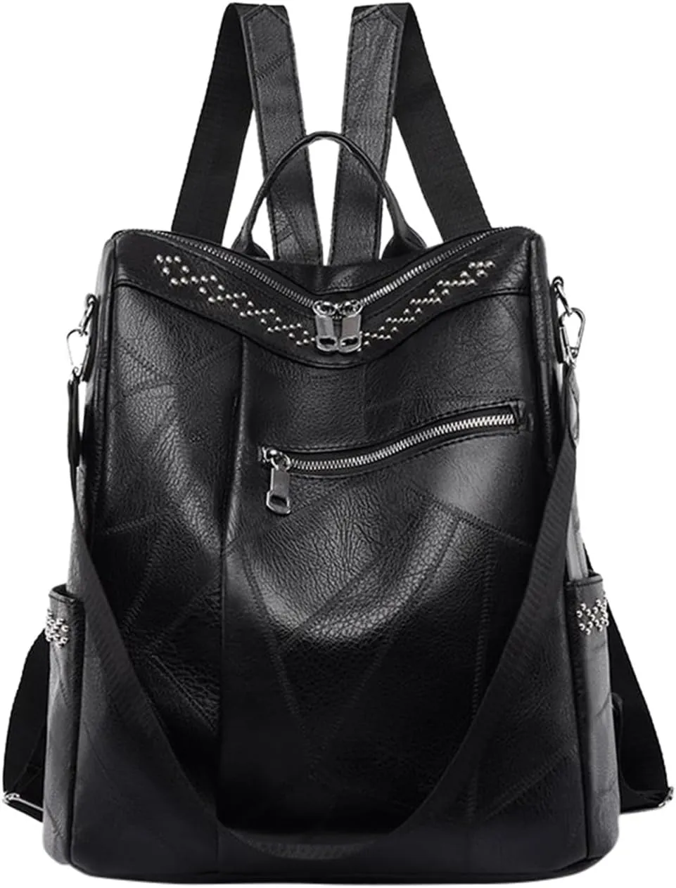Backpack Purse For Women Fashion Leather Bookbag Handbags And Shoulder Bags Teenager Backpacks for (Black, One Size)