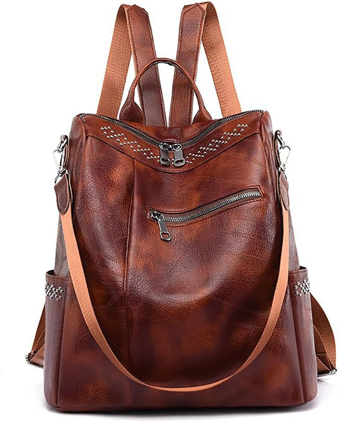 Backpack Purse For Women Fashion Leather Bookbag Handbags And Shoulder Bags Teenager Backpacks for (Brown, One Size)