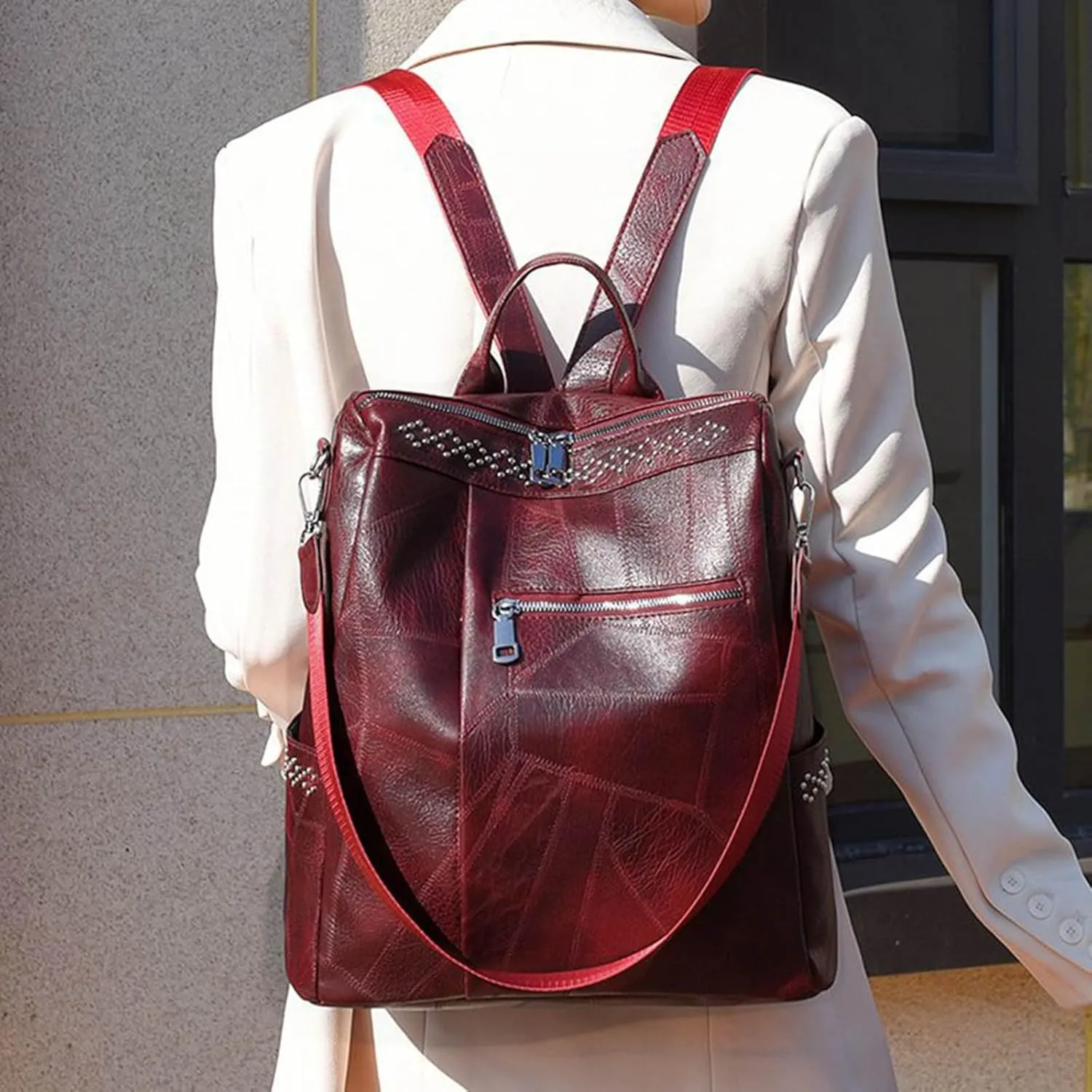 Backpack Purse For Women Fashion Leather Bookbag Handbags And Shoulder Bags Teenager Backpacks for s (One Size)