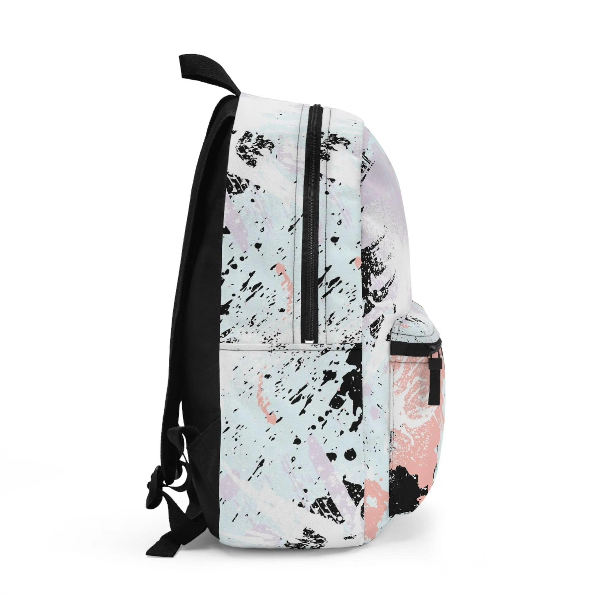 Backpack Work/school/leisure - Waterproof - Abstract Pink Black White Paint Splatter Pattern