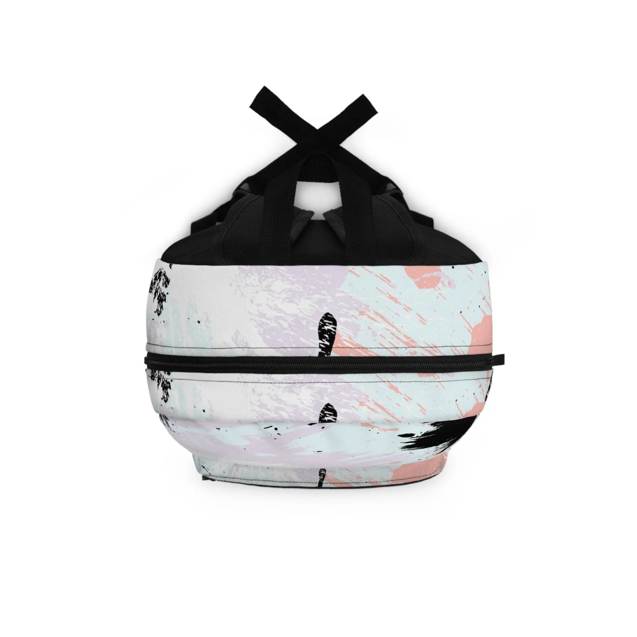 Backpack Work/school/leisure - Waterproof - Abstract Pink Black White Paint Splatter Pattern