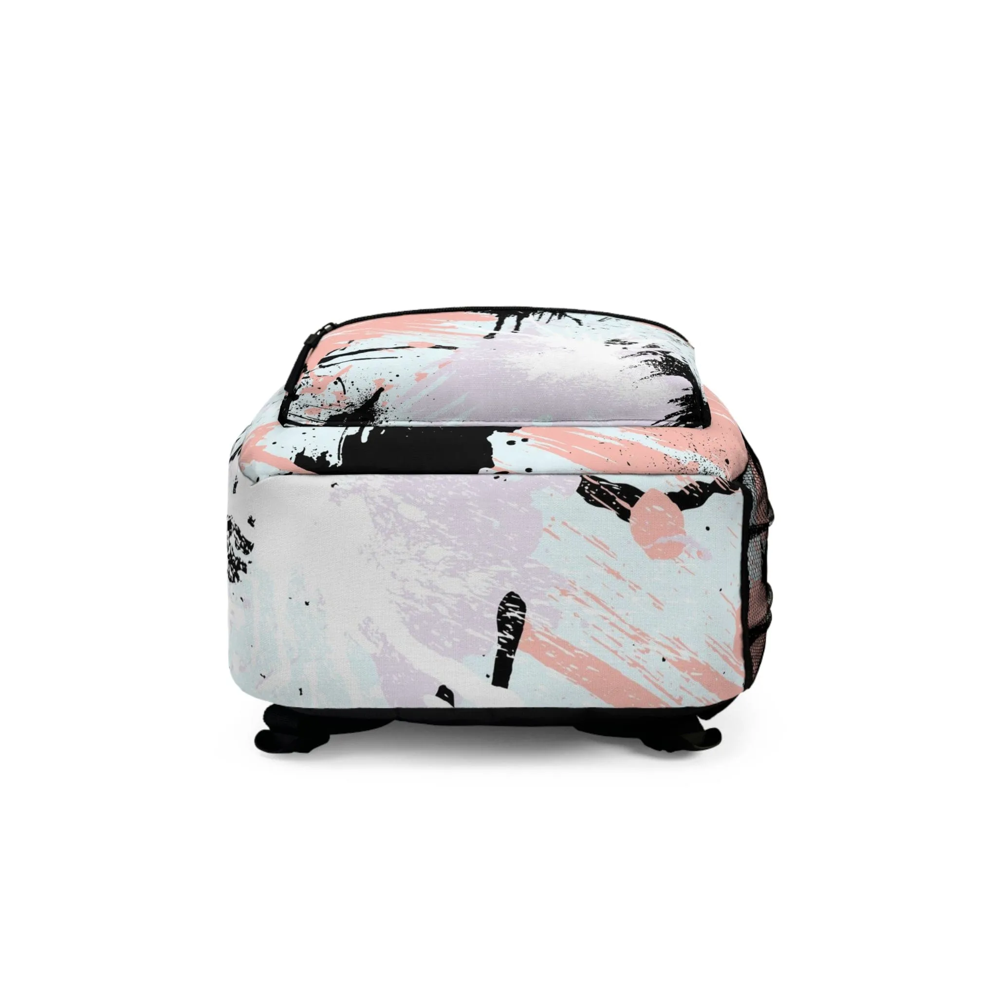 Backpack Work/school/leisure - Waterproof - Abstract Pink Black White Paint Splatter Pattern
