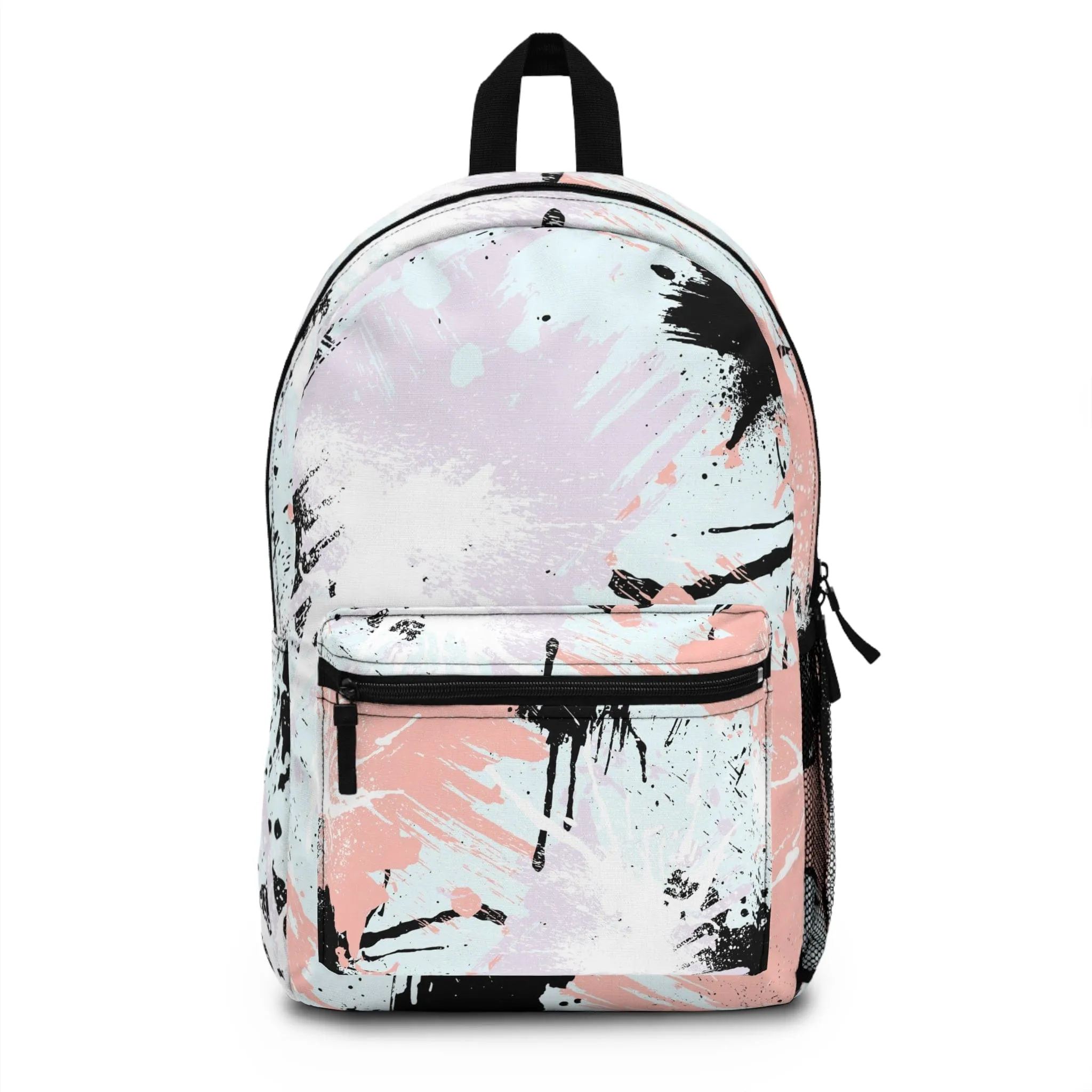 Backpack Work/school/leisure - Waterproof - Abstract Pink Black White Paint Splatter Pattern