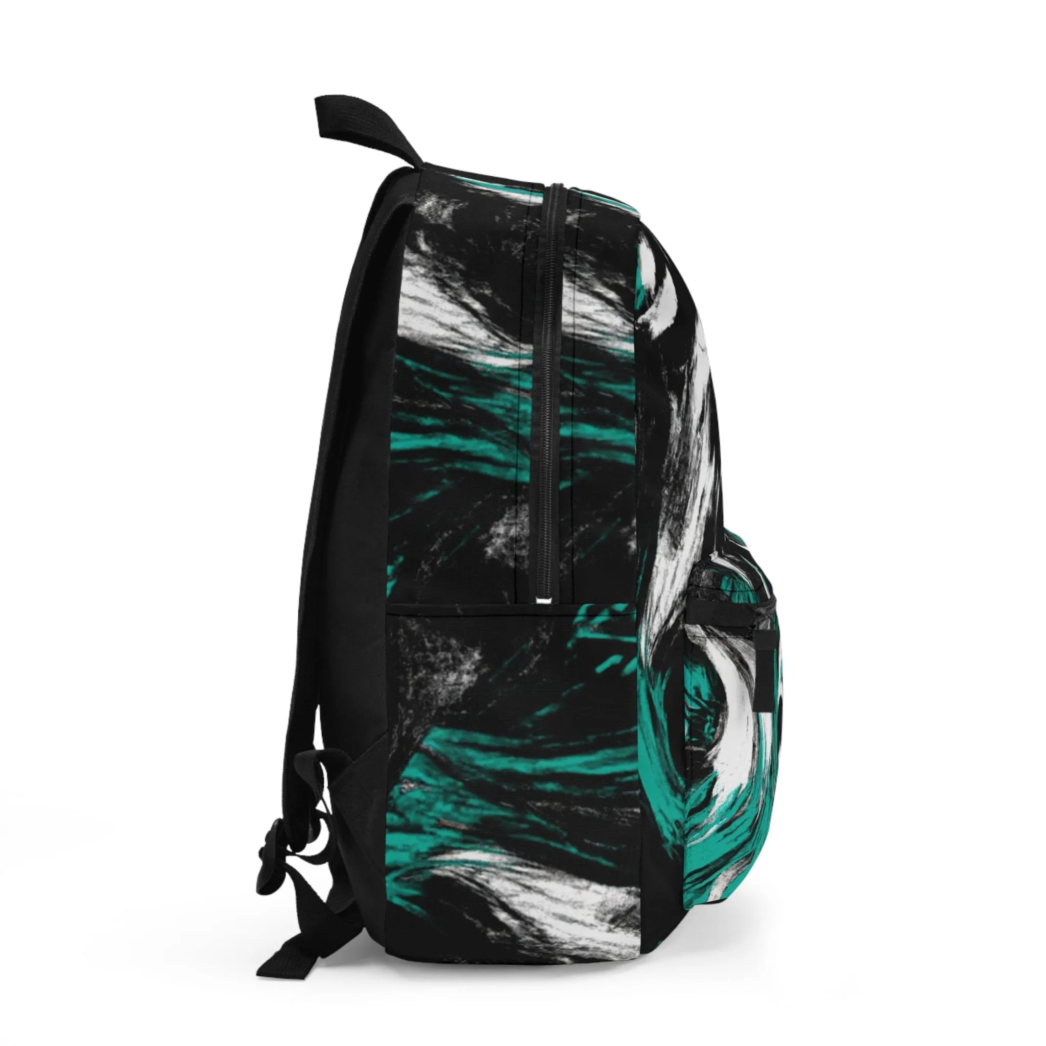 Backpack Work/school/leisure - Waterproof - Black Green White Abstract Pattern