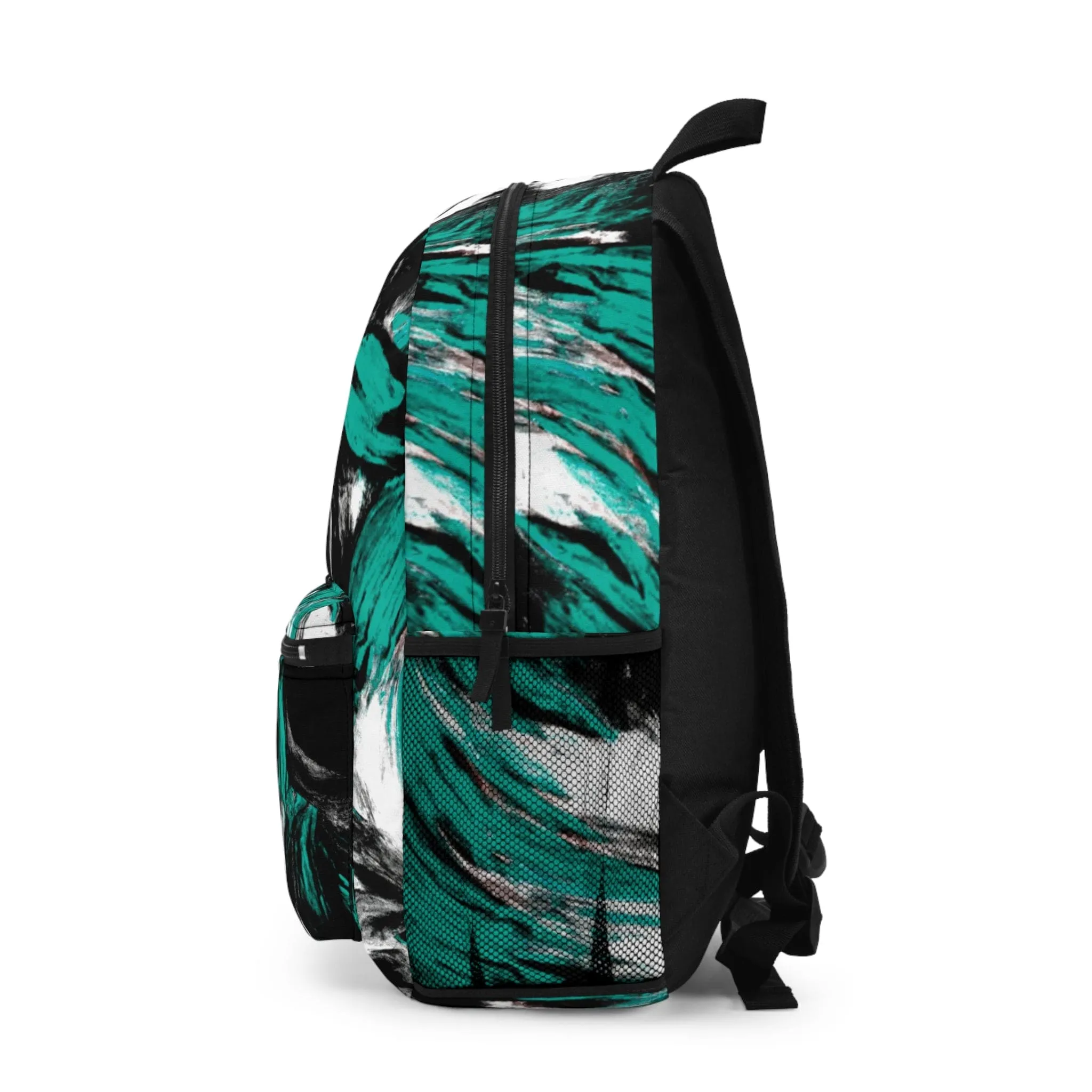 Backpack Work/school/leisure - Waterproof - Black Green White Abstract Pattern