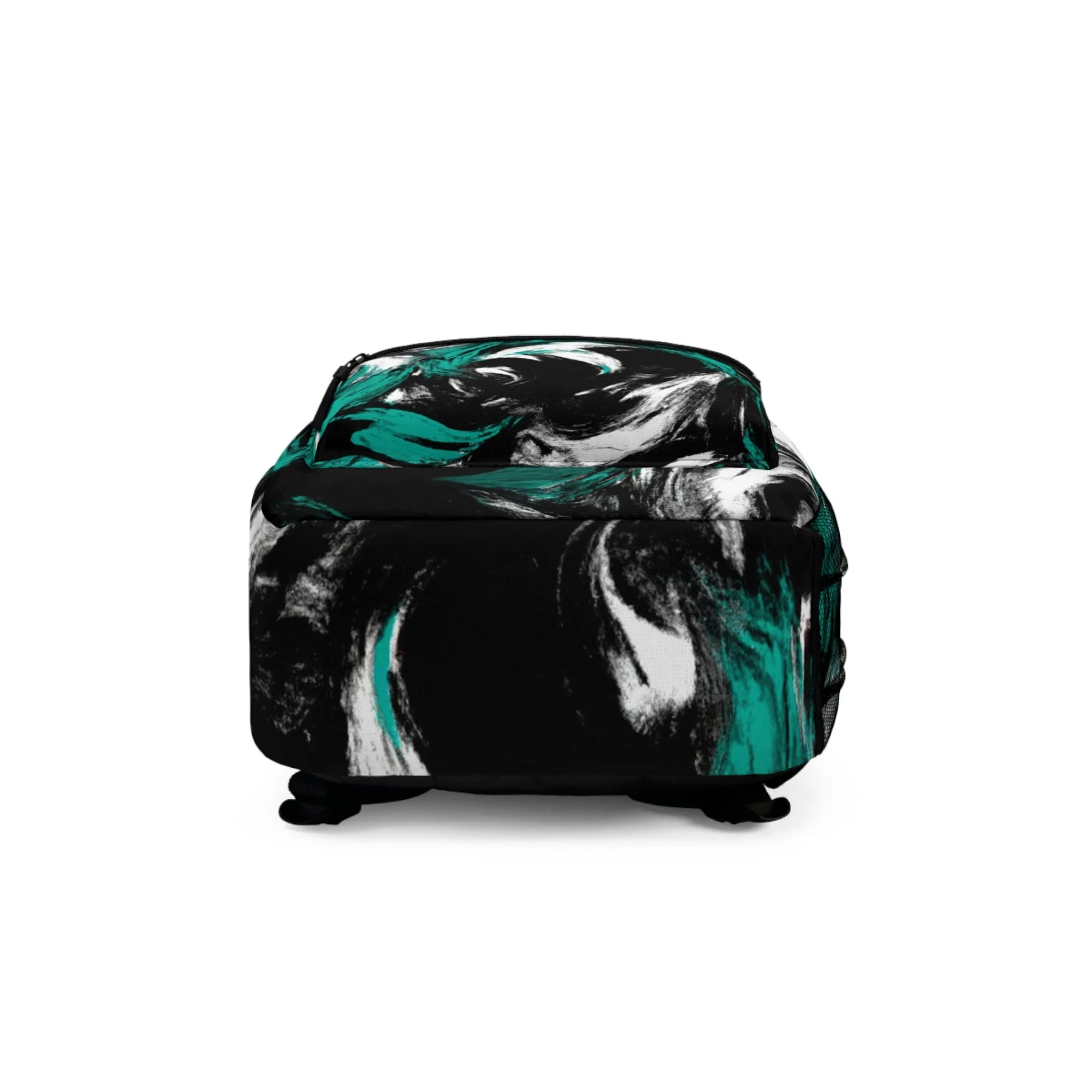 Backpack Work/school/leisure - Waterproof - Black Green White Abstract Pattern