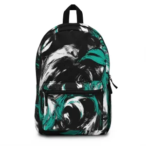 Backpack Work/school/leisure - Waterproof - Black Green White Abstract Pattern