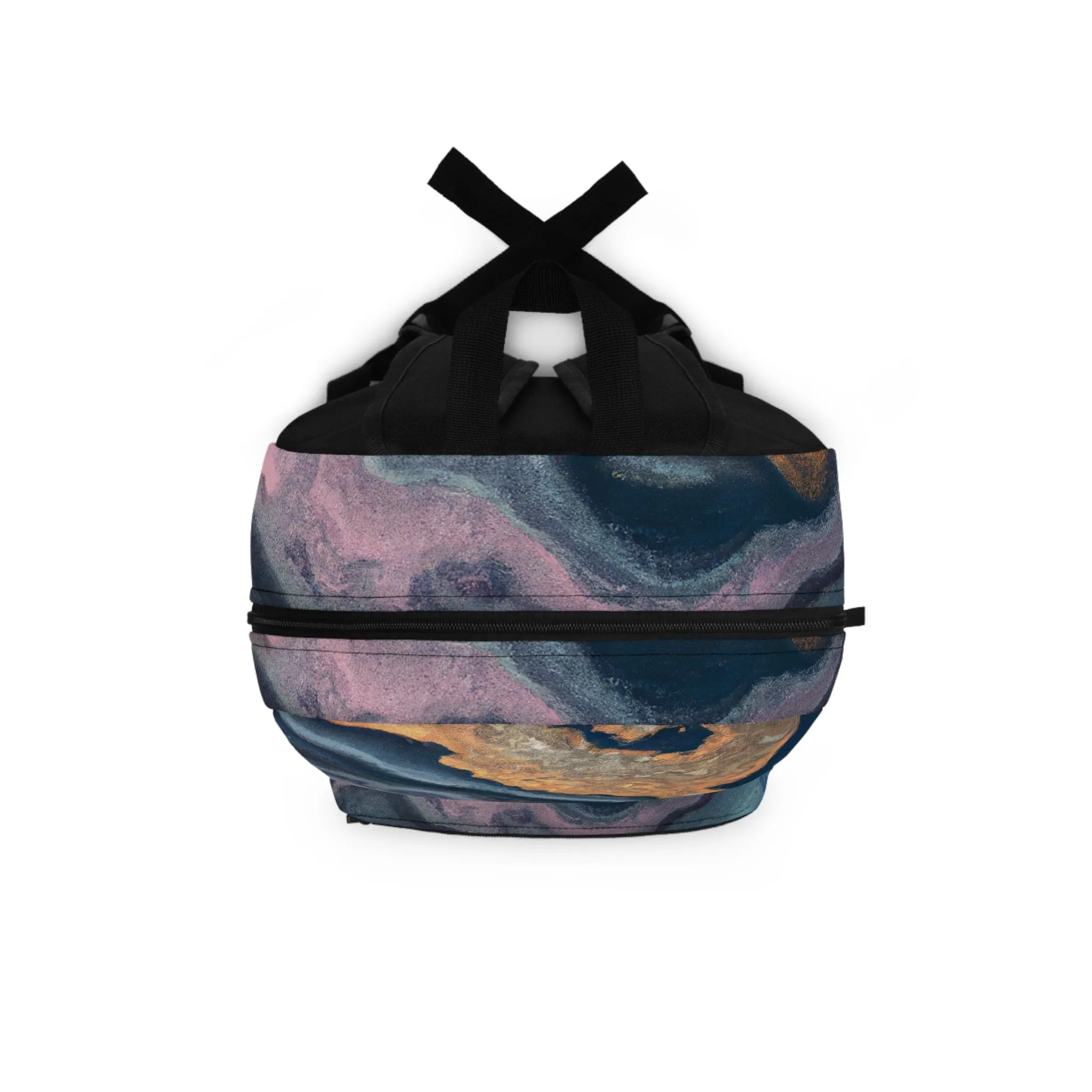 Backpack Work/school/leisure - Waterproof - Blue Pink Gold Abstract Marble Swirl Pattern
