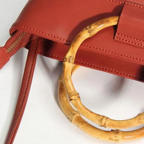 Bamboo Handle Small Bucket Bag