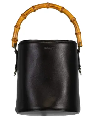 Bamboo Handle Soft Bucket Bag