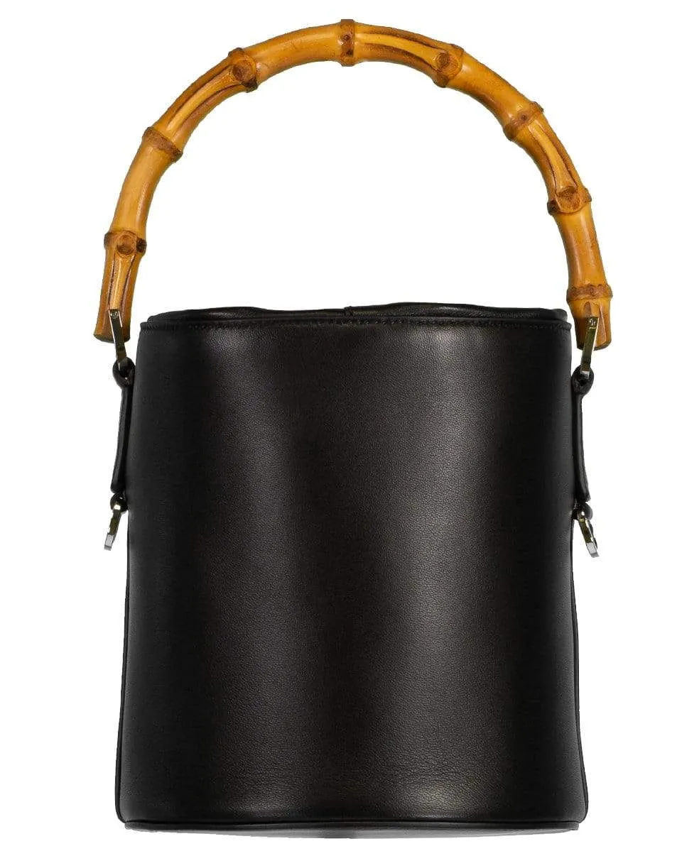 Bamboo Handle Soft Bucket Bag