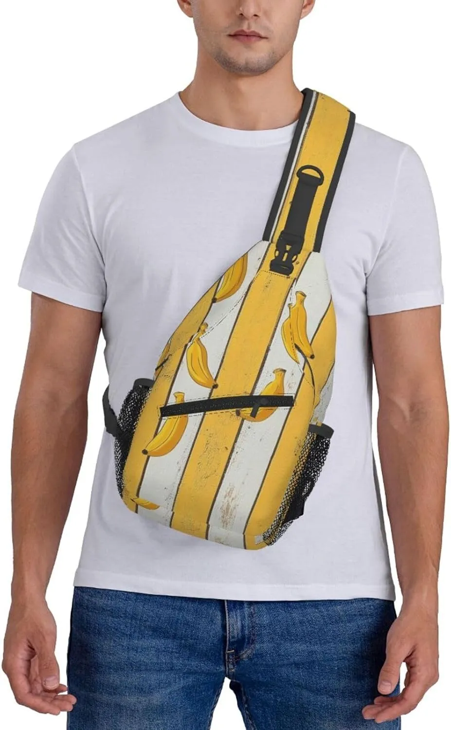 Banana Print Sling Bag Crossbody Shoulder Backpack Chest Bags Gym Travel Hiking Casual Daypack