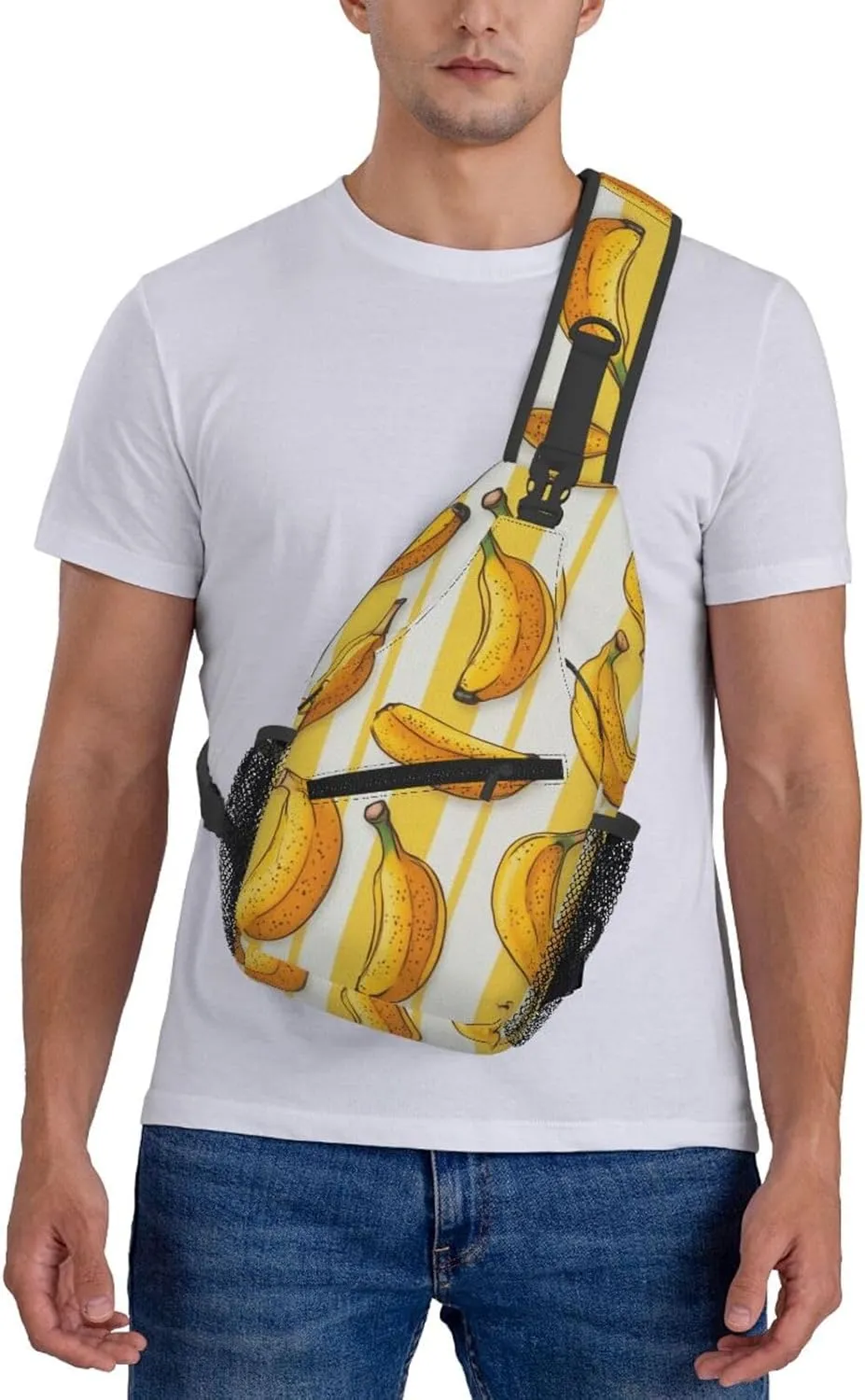 Banana Print Sling Bag Crossbody Shoulder Backpack Chest Bags Gym Travel Hiking Casual Daypack