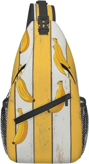 Banana Print Sling Bag Crossbody Shoulder Backpack Chest Bags Gym Travel Hiking Casual Daypack