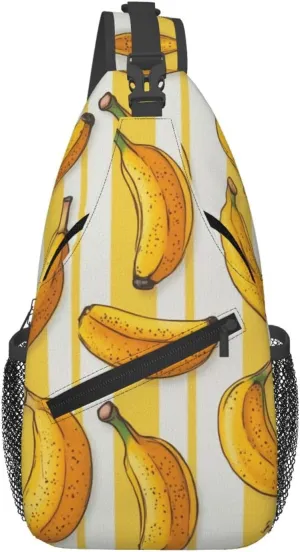 Banana Print Sling Bag Crossbody Shoulder Backpack Chest Bags Gym Travel Hiking Casual Daypack
