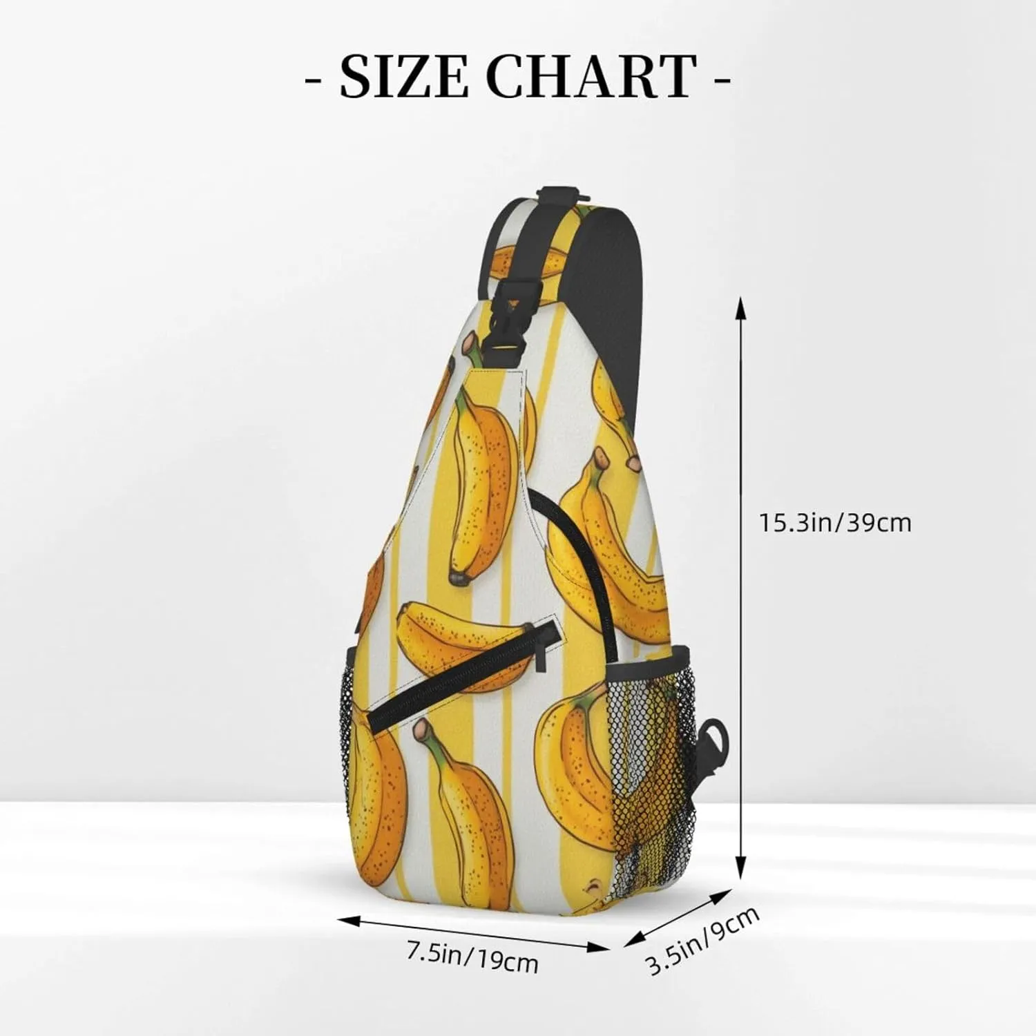 Banana Print Sling Bag Crossbody Shoulder Backpack Chest Bags Gym Travel Hiking Casual Daypack