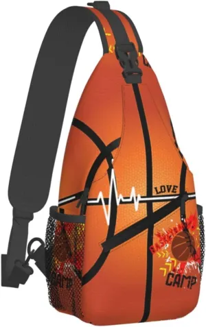 Basketball Print Sling Bag Crossbody Chest Backpack Sport Shoulder Bag Casual Daypacks