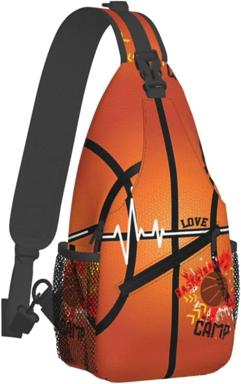 Basketball Print Sling Bag Crossbody Chest Backpack Sport Shoulder Bag Casual Daypacks
