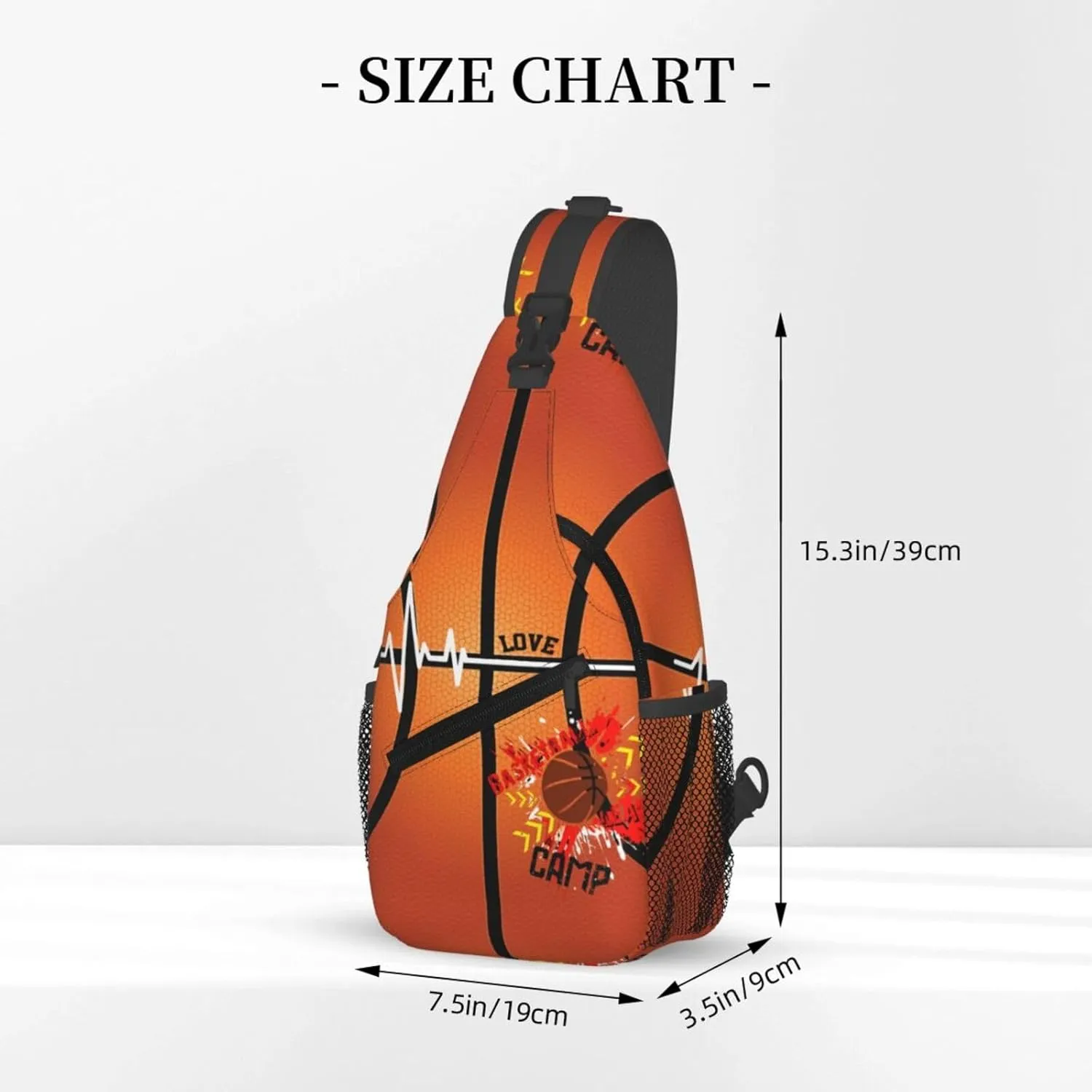 Basketball Print Sling Bag Crossbody Chest Backpack Sport Shoulder Bag Casual Daypacks